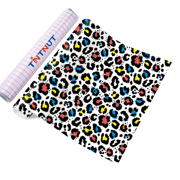 Tintnut Leopard Permanent Vinyl, Colour Cheetah Permanent Adhesive Vinyl Sheets, Animal Pattern Self Sticker Water proofing Vinyl