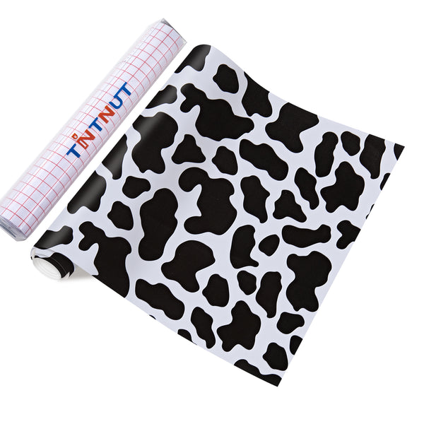 Tintnut Cowhide Adhesive Vinyl, Animal Print Vinyl, Cow Print Permanent Vinyl, Permanent Outdoor Vinyl for Decor Sticker, Self Sticker Water proofing Vinyl