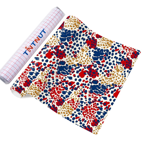 Tintnut Leopard Flag Permanent Adhesive Vinyl, American Flag Adhesive Vinyl 4th of July Outdoor Vinyl for Decor Sticker