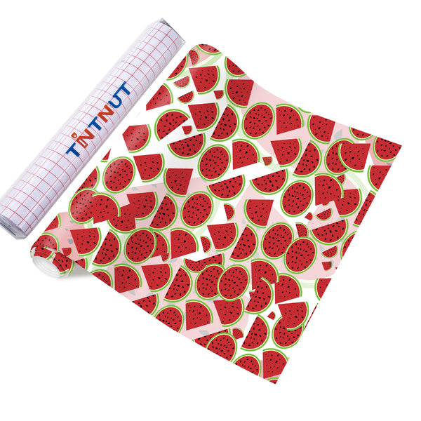 Tintnut Watermelon Permanent Adhesive Vinyl,Summer Permanent Vinyl for Cutting Machine,Permanent Outdoor Vinyl for Decor Sticker