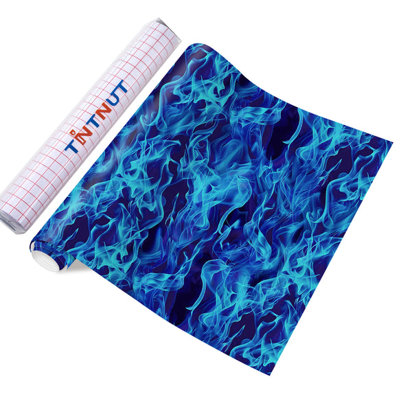 Tintnut Flame Permanent Vinyl,Pattern Permanent Adhesive Vinyl, Permanent Vinyl Sheets Watercolor Self Sticker Water Proofing Vinyl
