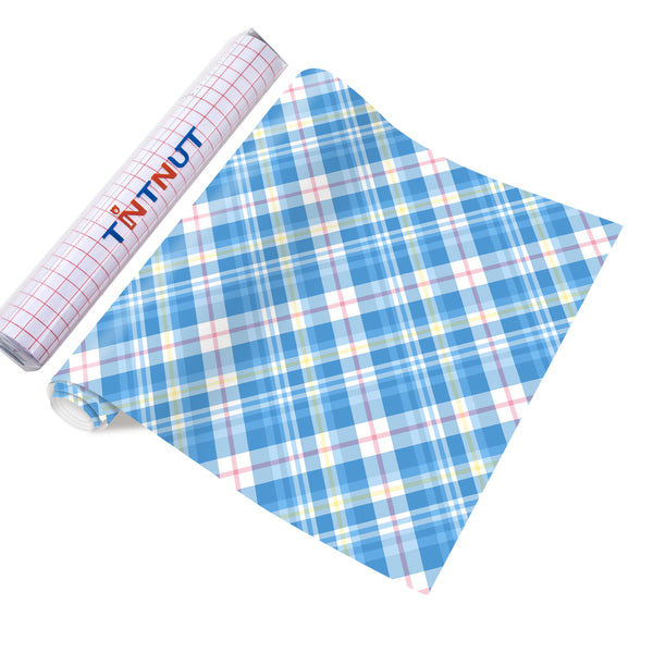 Tintnut Colorful Plaids Permanent Adhesive Vinyl,Easter Plaid Patterned Permanent Vinyl for Cutting Machine,Home Decor Self Sticker