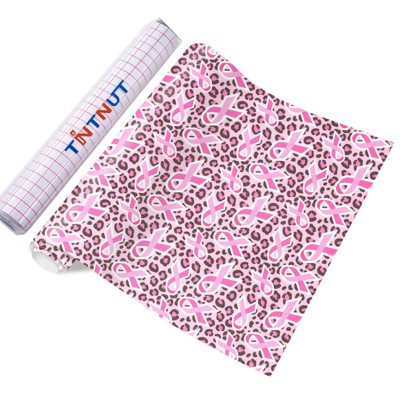 Tintnut Pink Ribbon Permanent Vinyl,Breast Cancer Awareness Vinyl for Cutting Machine,Self Sticker Water proofing Vinyl
