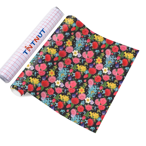 Tintnut Tropical Plant Permanent Vinyl Flower Colored Adhesive Vinyl Sheets Watercolor Self Sticker Water Proofing Vinyl