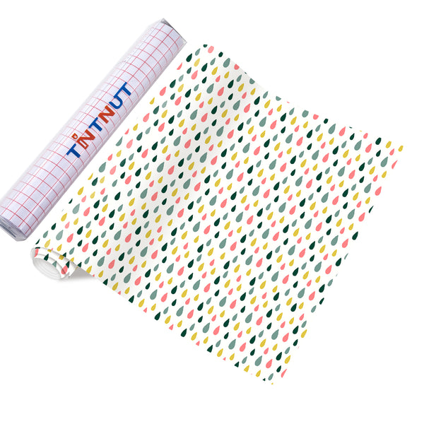 Tintnut Raindrop Patterned Permanent Vinyl,Rainbow Stripe Patterned Permanent Adhesive Vinyl,Compatible with Cricut or Silhouette
