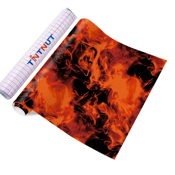 Tintnut Flame Permanent Vinyl,Flame Pattern Vinyl, Permanent Outdoor Vinyl for Decor Sticker, Water proofing Vinyl