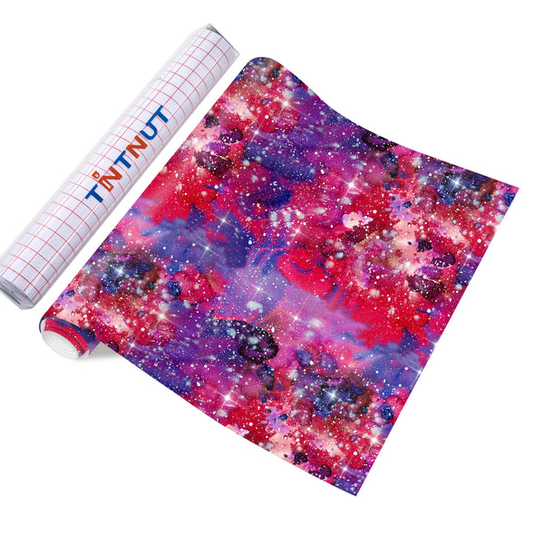 Tintnut Galaxy Permanent Vinyl  Pink Purple Adhesive Vinyl Sheets Watercolor Self Sticker Water Proofing Vinyl