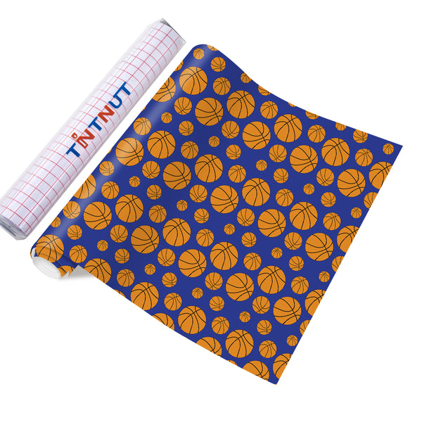 Tintnut Basketball Patterned Permanent Adhesive Vinyl,Permanent Vinyl for Cutting Machine,Self Sticker Water proofing Vinyl