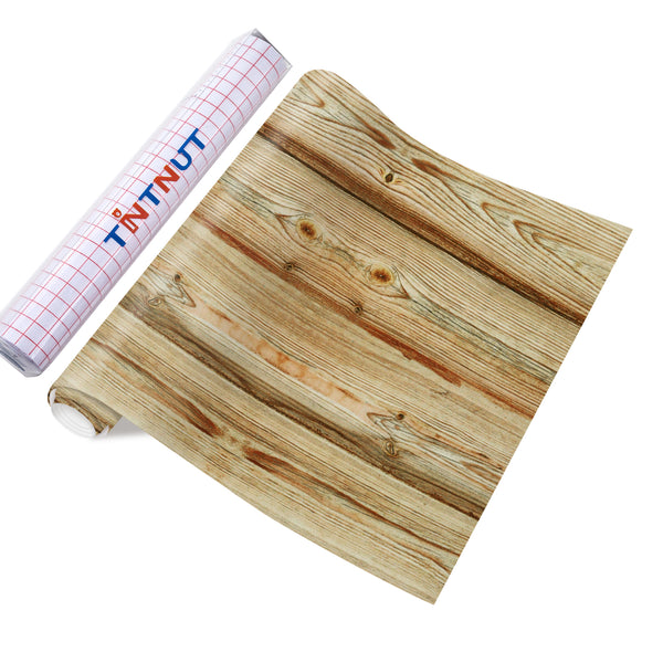 Tintnut Wood Pattern Permanent Vinyl,Brown Wood Planks Patterned Permanent Adhesive Vinyl for Cutting Machine,Self Sticker Water proofing Vinyl