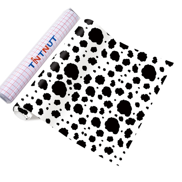 Tintnut Cow Patterned Permanent Vinyl,Permanent Adhesive Vinyl for Decor Sticker,Waterproof Vinyl for Home Decor Self Sticker