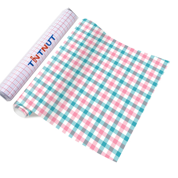 Tintnut Spring Plaids Permanent Vinyl,Easter Plaid Patterned Permanent Adhesive Vinyl for Cutting Machine,Waterproof Vinyl for Home Decor Self Sticker