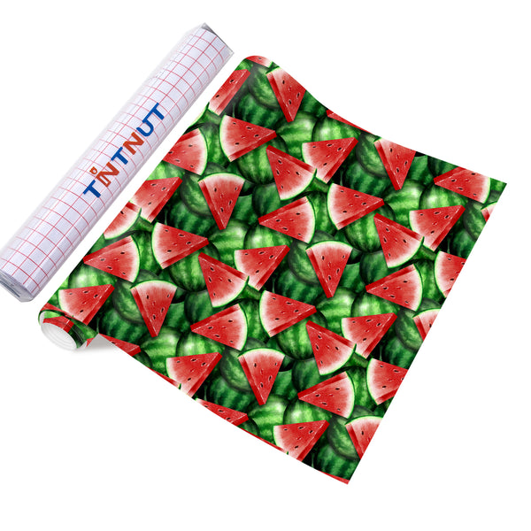 Tintnut Watermelon Permanent Adhesive Vinyl,Summer Permanent Vinyl for Mugs,Permanent Outdoor Vinyl for Decor Sticker