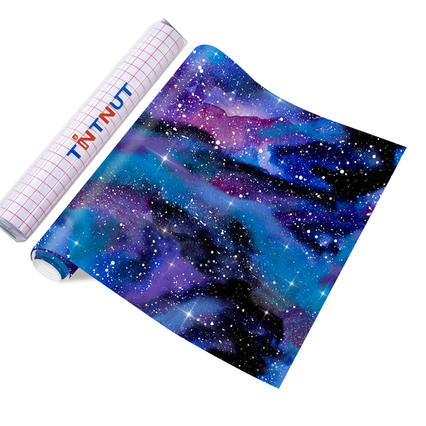 Tintnut Galaxy Permanent Vinyl  Drak Purple Pattern Adhesive Vinyl Sheets Watercolor Self Sticker Water Proofing Vinyl