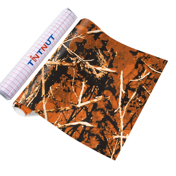 Tintnut Leave Pattern Permanent Vinyl Orange Leaf Camouflage Adhesive Vinyl Sheets Self Sticker Water Proofing Vinyl