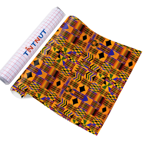 Tintnut Kwanzaa Adhesive Vinyl, Kente Pattern Printed Vinyl, Patterned Permanent Adhesive Vinyl Sheets, African Amercian Pattern Vinyl