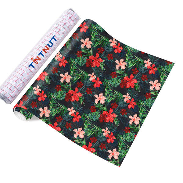 Tintnut Tropical Plant Permanent Vinyl  Flower Adhesive Vinyl Sheets Watercolor Self Sticker Water Proofing Vinyl