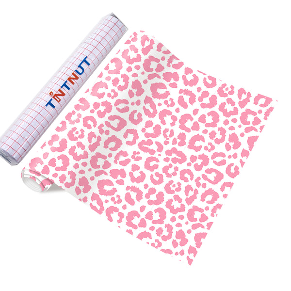 Tintnut Leopard Permanent Vinyl, Pink Cheetah Permanent Adhesive Vinyl Sheets, Animal Pattern Self Sticker Water proofing Vinyl Compatible with Cricut Or Silhouett