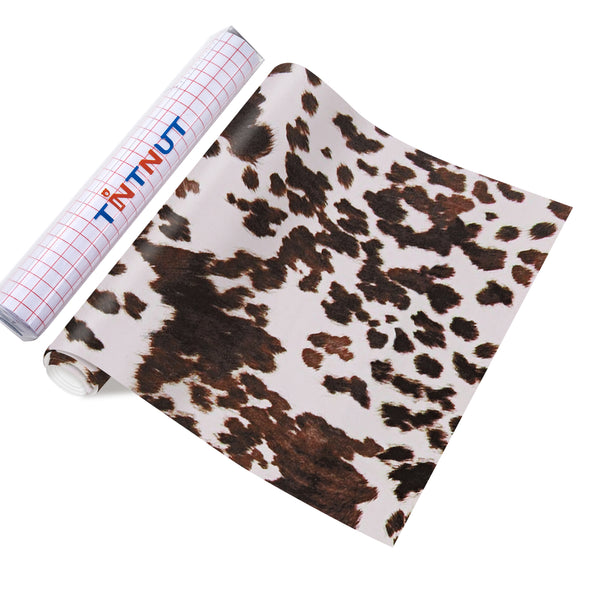 Tintnut Cowhide Permanent Vinyl, Animal Print Vinyl, Permanent Outdoor Vinyl for Decor Sticker, Cow Print Adhesive Vinyl, Self Sticker Water proofing Vinyl