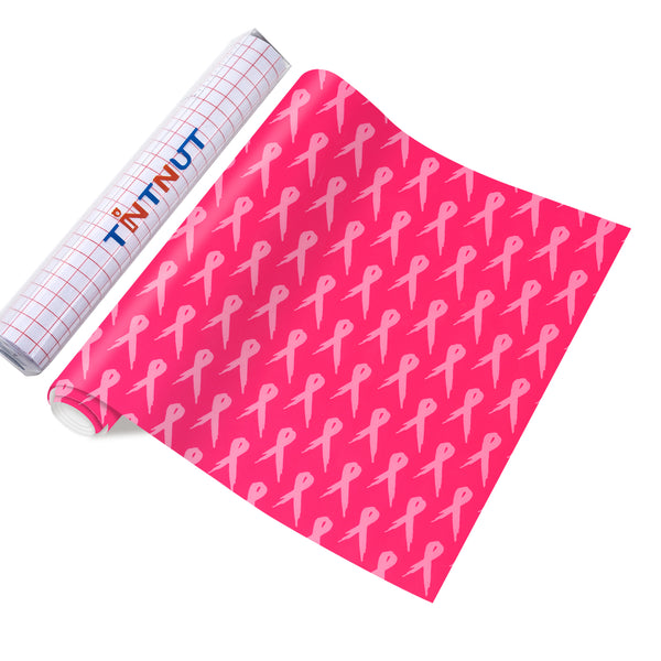 Tintnut Pink Ribbon Permanent Vinyl,Breast Cancer Awareness Permanent Adhesive Vinyl for Cutting Machine,Waterproof Vinyl for Home Decor Self Sticker