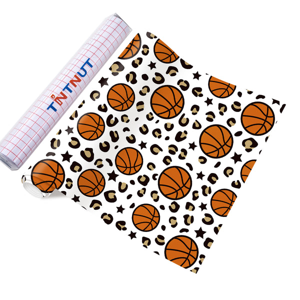 Tintnut Basketball Patterned Permanent Adhesive Vinyl,Permanent Vinyl for Decor Sticker,Waterproof Vinyl for Home Decor Self Sticker