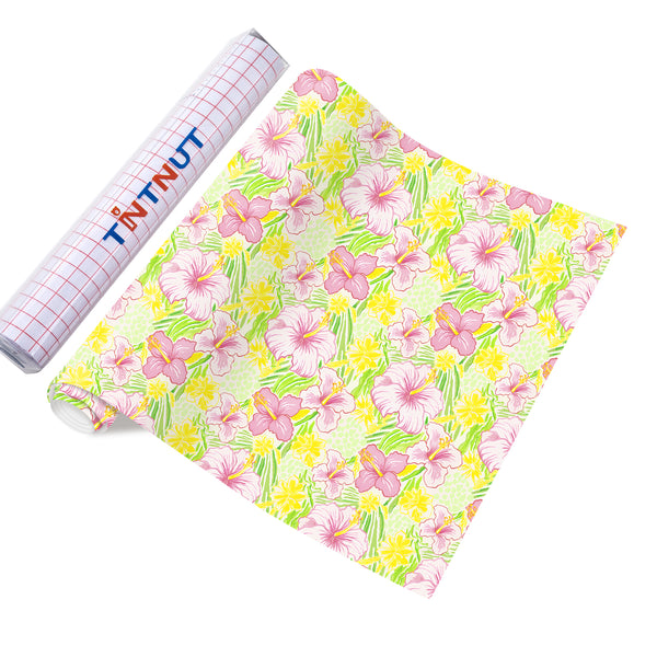 Tintnut Watercolor Floral Permanent Vinyl Paisley Flower Vinyl,Permanent Outdoor Vinyl for Decor Sticker, Self Sticker Water proofing Vinyl