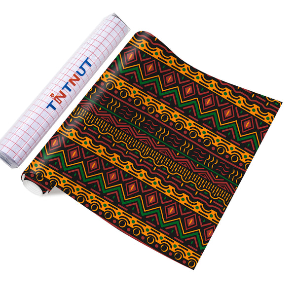Tintnut Kwanzaa Permanent Vinyl, Kente Pattern Printed Vinyl, Patterned Permanent Vinyl Sheets, African Amercian Pattern Vinyl