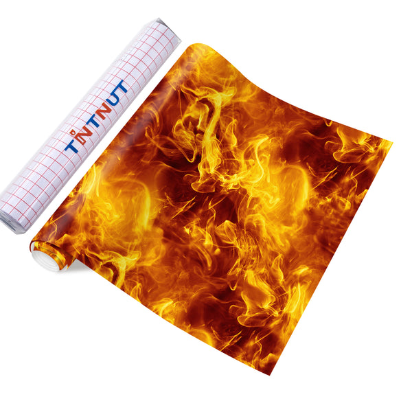 Tintnut Flame Permanent Vinyl,Colorful Pattern Permanent Vinyl, Adhesive Outdoor Vinyl for Decor Sticker, Water proofing Vinyl