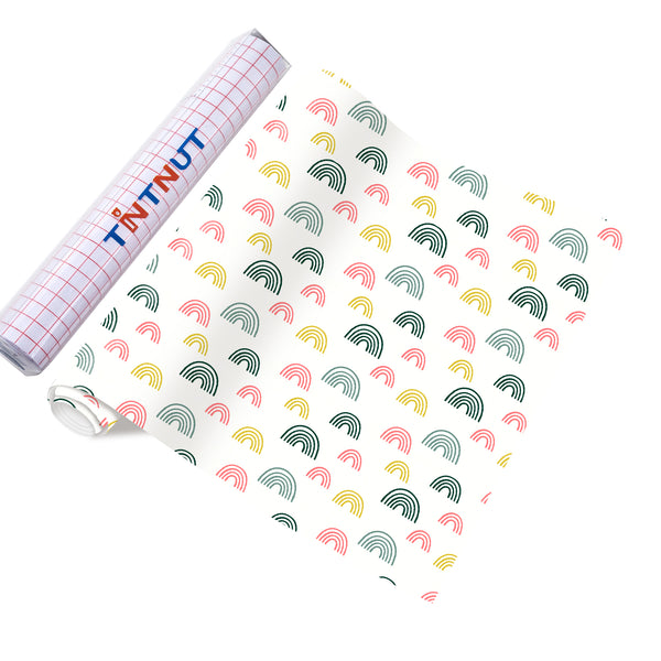 Tintnut Luck Raibow Style Patterned Permanent Vinyl,Rainbow Stripe Patterned Permanent Adhesive Vinyl,Compatible with Cricut or Silhouette