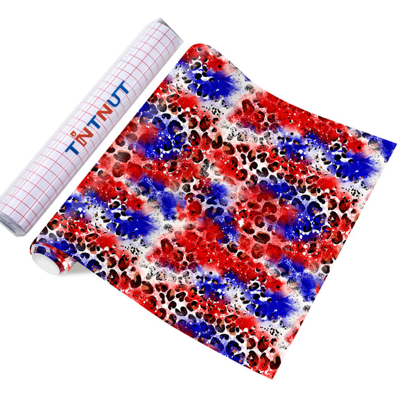 Tintnut Leopard Flag Permanent Vinyl, American Flag Adhesive Vinyl 4th of July  Flag Outdoor Vinyl for Decor Sticker