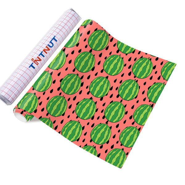 Tintnut Watermelon Permanent Adhesive Vinyl,Summer Permanent Vinyl for Mugs,Waterproof Vinyl for Home Decor Self Sticker