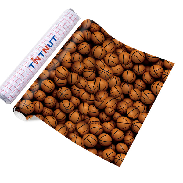 Tintnut Basketball Patterned Permanent Vinyl,Permanent Outdoor Vinyl for Decor Sticker, Self Sticker Water proofing Vinyl