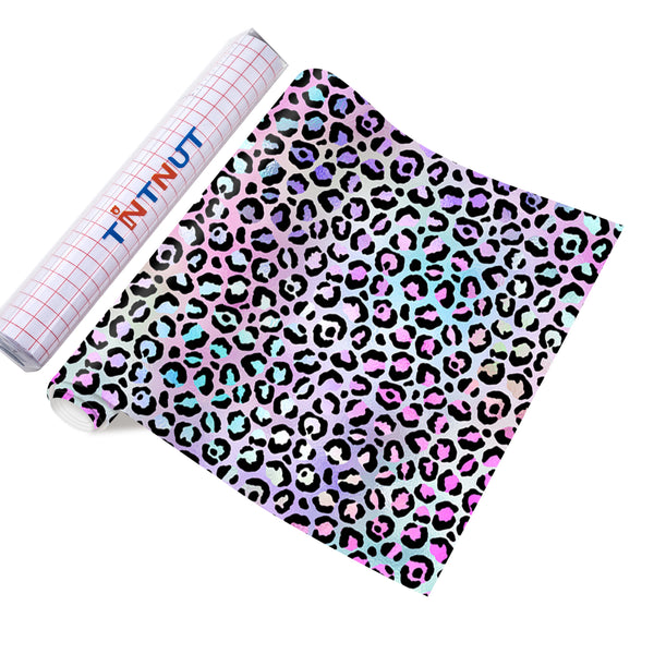 Tintnut Leopard Permanent Vinyl, Pink Purple Cheetah Permanent Adhesive Vinyl Sheets, Animal Pattern Self Sticker Water proofing Vinyl