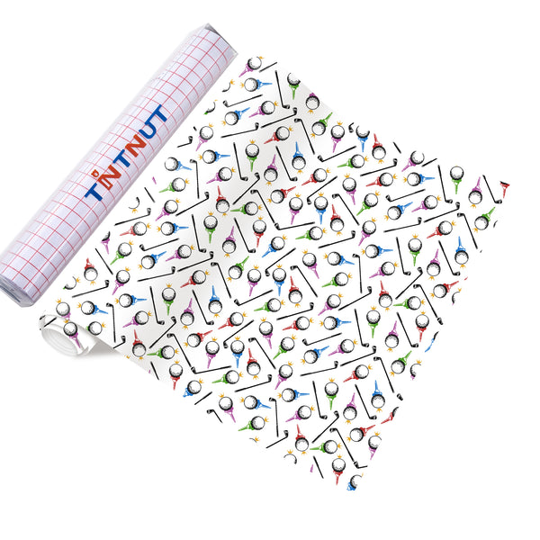 Tintnut Golf Patterned Permanent Adhesive Vinyl,Permanent Vinyl for Mugs,Permanent Outdoor Vinyl for Decor Sticker