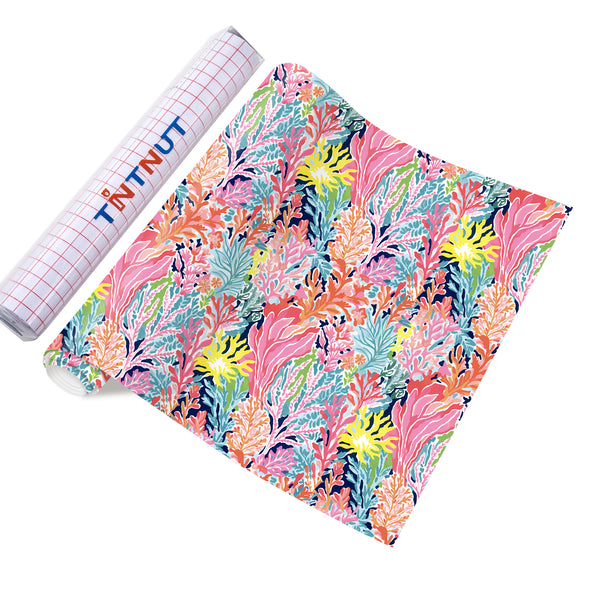 Tintnut Watercolor Floral Permanent Vinyl Paisley Flower Permanent Adhesive Vinyl,Permanent Outdoor Vinyl, Self Sticker Water proofing Vinyl
