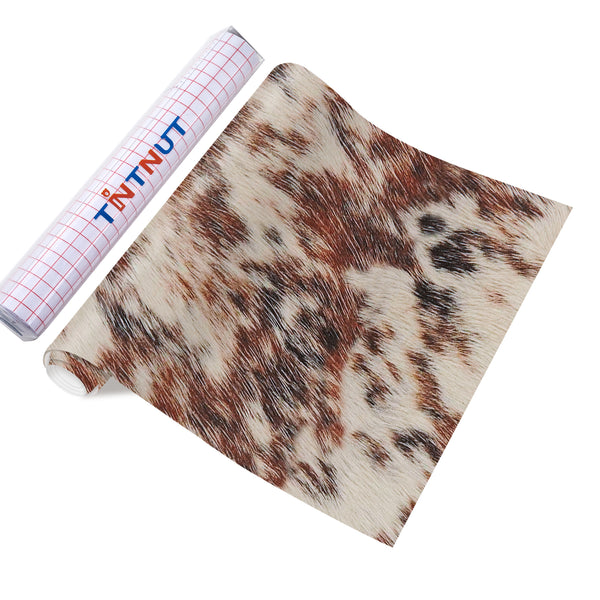 Tintnut Cowhide Permanent Vinyl, Cow Print Vinyl, Animal Print Adhesive Vinyl, Permanent Outdoor Vinyl for Decor Sticker, Self Sticker Water proofing Vinyl