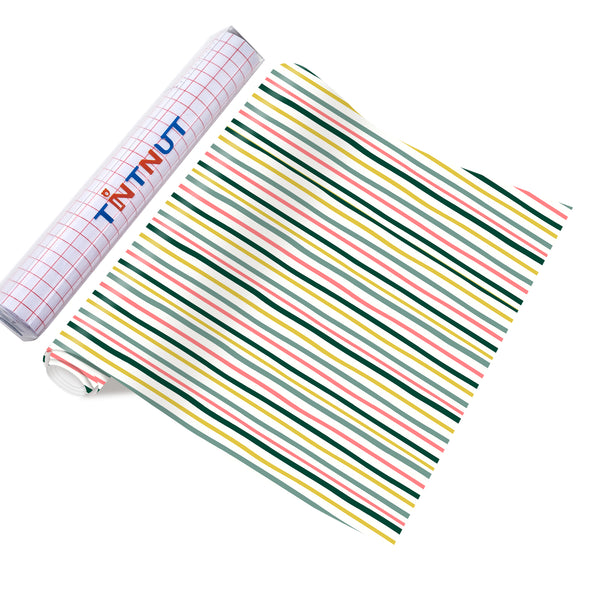 Tintnut Striped Style Patterned Permanent Vinyl,Rainbow Stripe Patterned Permanent Adhesive Vinyl,Compatible with Cricut or Silhouette