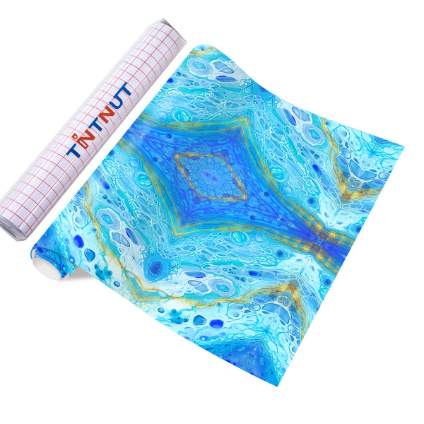 Tintnut Liquid Marble Adhesive Vinyl, Liquid Permanent Vinyl,Watercolor Pattern Printed Adhesive Vinyl, Marbling Print Outdoor Vinyl for Decor Self Sticker