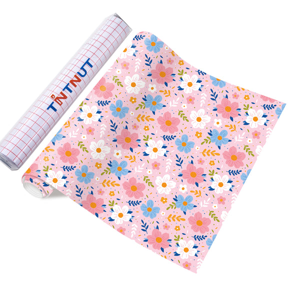 Tintnut Boho Adhesive Vinyl Candy and Flowers Pattern Self Adhesive Vinyl Candy Boho Permanent Vinyl for Mugs