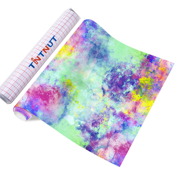 Tintnut Grungy Watercolor Permanent Adhesive Vinyl,Neon Green Mix Pattern Adhesive Vinyl,Home Decor Self Sticker