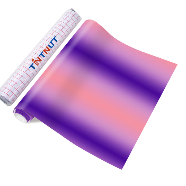 Tintnut Pink Purple Permanent Vinyl Gradient Adhesive Self Sticker, Ombre Glossy Self Sticker Water Proofing Vinyl