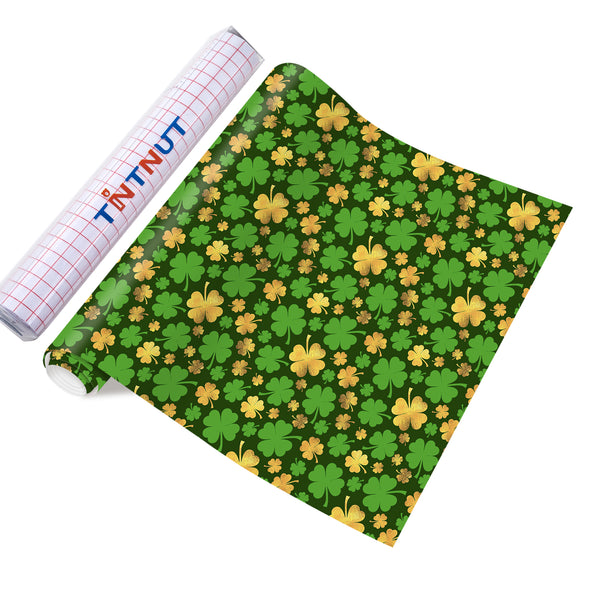 Tintnut Four-leaf Clover Permanent Vinyl,Green Permanent Adhesive Vinyl,Permanent Outdoor Vinyl for Cutting Machine,Waterproof Vinyl for Home Decor Self Sticker