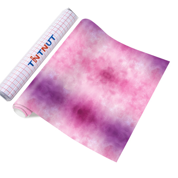 Tintnut Watercolor Permanent Adhesive Vinyl,Purple-Pink Color Gradient Permanent Vinyl for Cutting Machine,Waterproof Vinyl for Home Decor Self Sticker