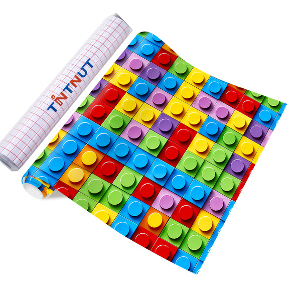 Tintnut Building Block Permanent Adhesive Vinyl,LEGO Patterned Permanent Vinyl for Cutting Machine,Self Sticker Water proofing Vinyl