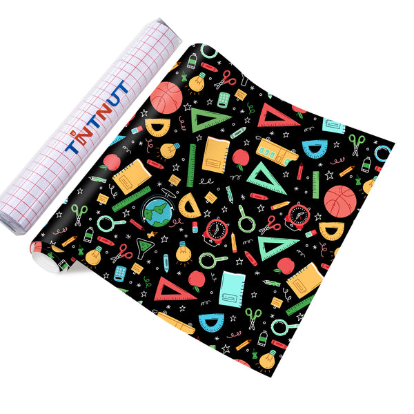 Tintnut School Patterned Permanent Vinyl,Learning Tools Patterned Permanent Adhesive Vinyl for Cutting Machine,Self Sticker Water proofing Vinyl