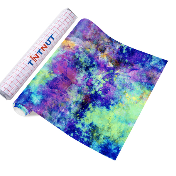 Tintnut Grungy Watercolor Permanent Adhesive Vinyl,Neon Blue Burst Pattern Adhesive Vinyl,Home Decor Self Sticker