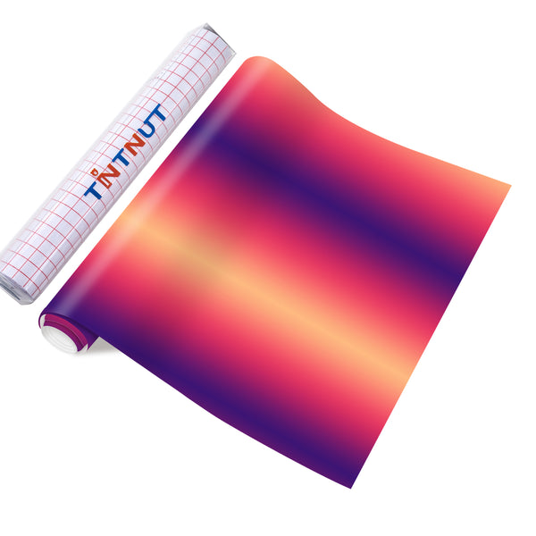 Tintnut Purple Orange Permanent Vinyl Gradient Adhesive Self Sticker, Ombre Glossy Self Sticker Water Proofing Vinyl