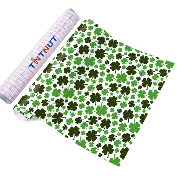 Tintnut Four-leaf Clover Permanent Adhesive Vinyl,Green Permanent Vinyl for Cutting Machine,Waterproof Vinyl for Home Decor Self Sticker