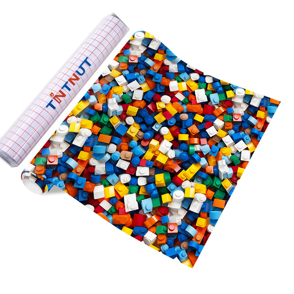 Tintnut Building Block Permanent Vinyl,LEGO Patterned Permanent Adhesive Vinyl Compatible with Cricut Machine,Self Sticker Water proofing Vinyl