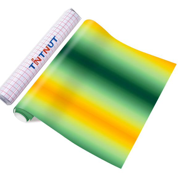 Tintnut Orange Green Yellow Permanent Vinyl Gradient Adhesive Self Sticker, Ombre Glossy Self Sticker Water Proofing Vinyl