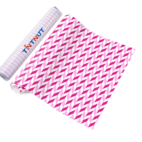Tintnut Plaid Pattern Permanent Vinyl,Pink Plaid Patterned Permanent Adhesive Vinyl for  Decor Sticker,Self Sticker Water proofing Vinyl